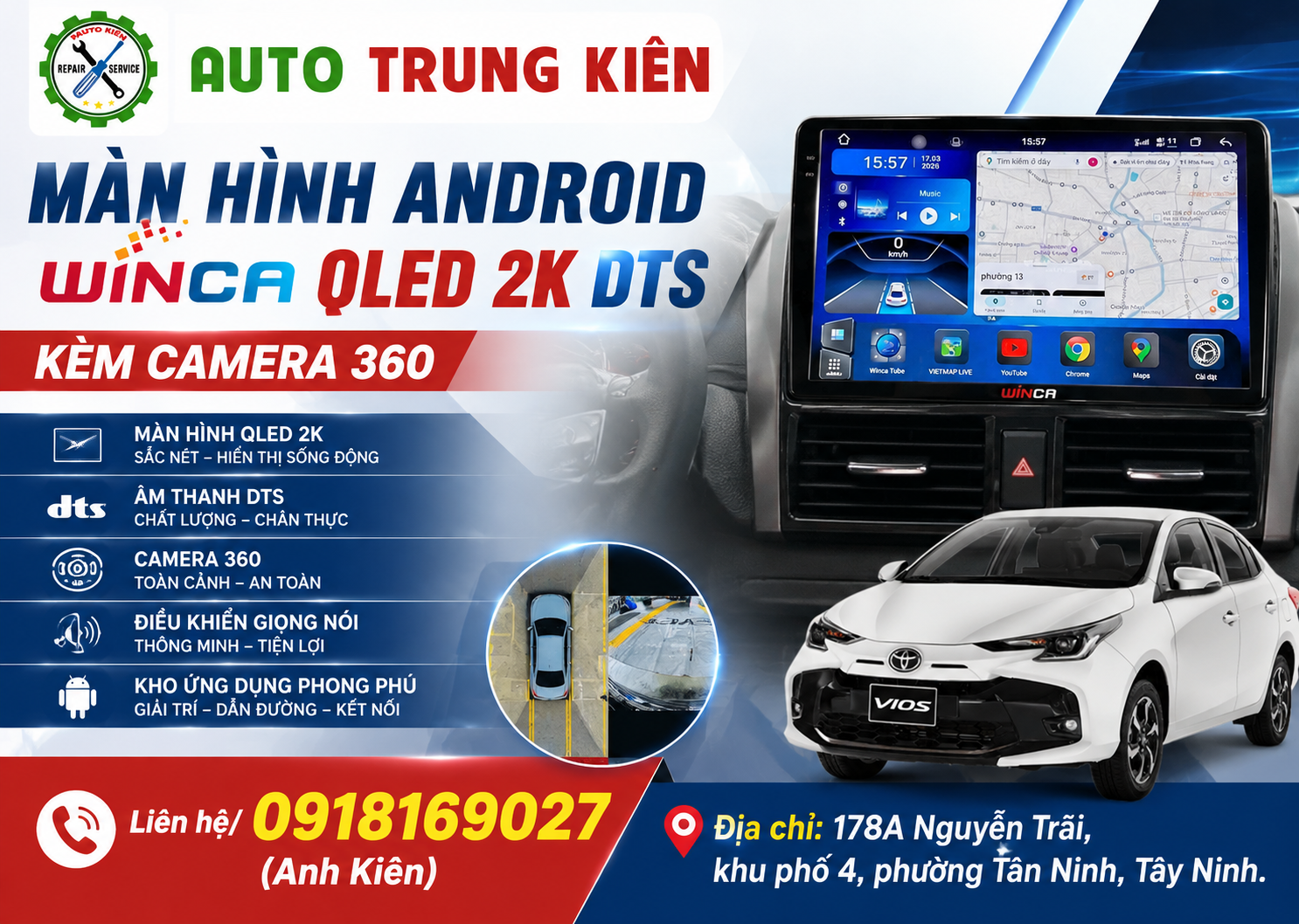 Màn Hình Android Winca QLED 2K DTS Kèm Camera 360
